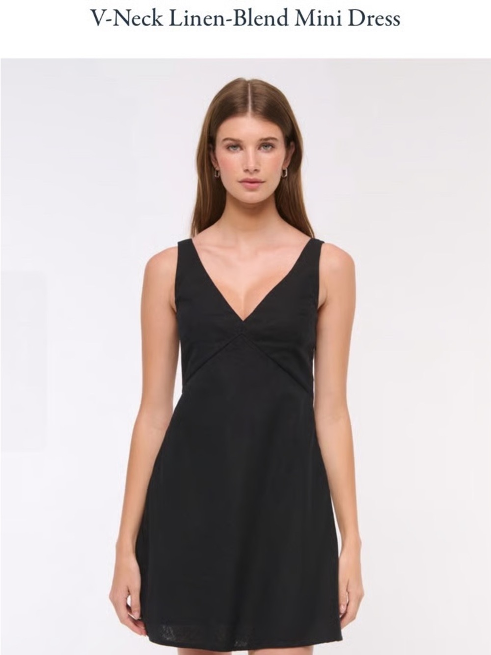 Abercrombie V-Neck Linen-Blend Mini Dress - Black